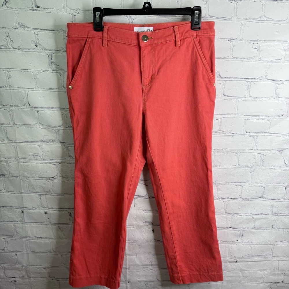 LOFT Ann Taylor Salmon Straight Cropped Jeans 8